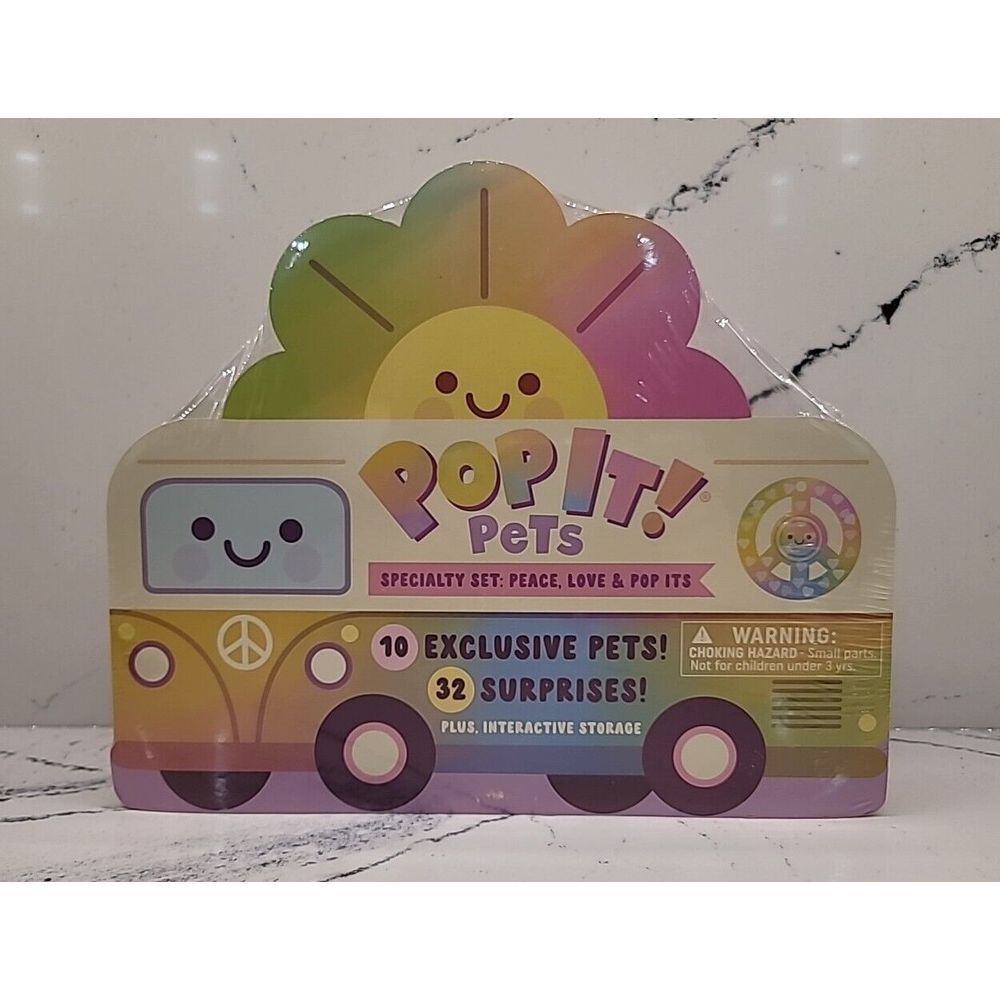 2024 Pop It Pets Specialty Set PEACE LOVE & POP ITS VAN 32 Surprises Storage